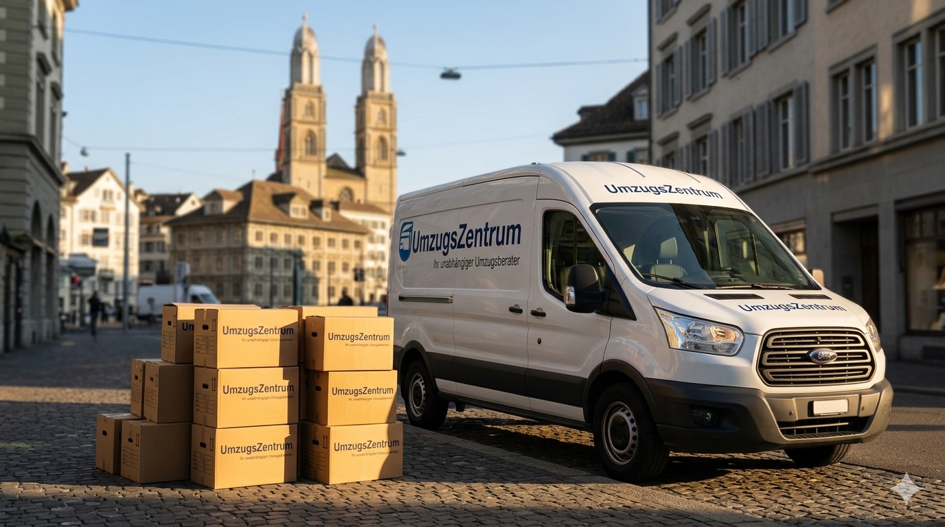 UmzugsHub Zürich Moving Van and Boxes